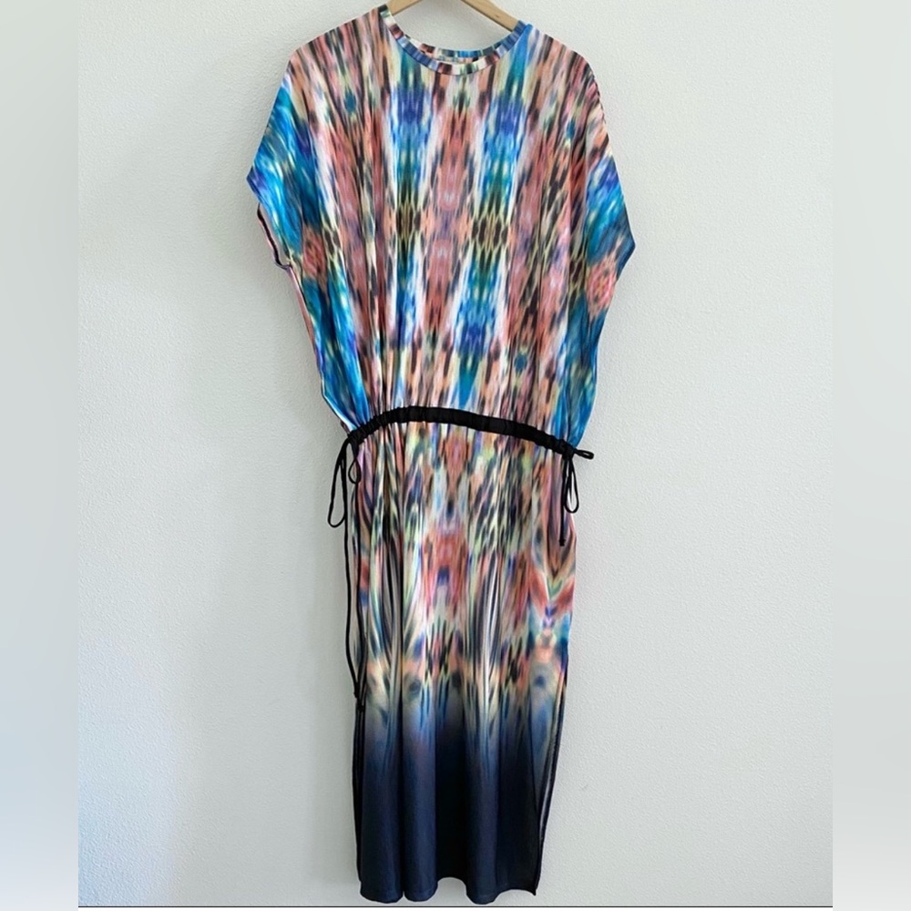 Zara Multi Color Drop Waist Kaftan Tunic Dress Med - image 3